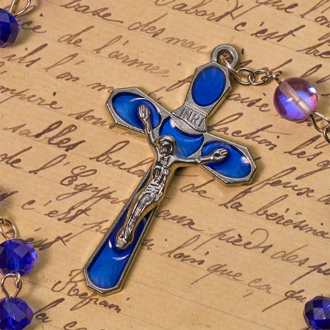 Christianartworkshop Mystical Purple and Blue Faceted Bead Prayer Rosary with Enamel Our Lady Medal - image 8