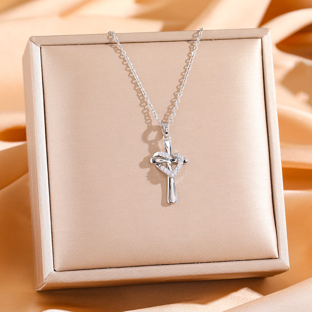 Christianartworkshop Dual - Tone Heart & Cross Necklace with Zircons: Fusion of Love and Faith - image 4