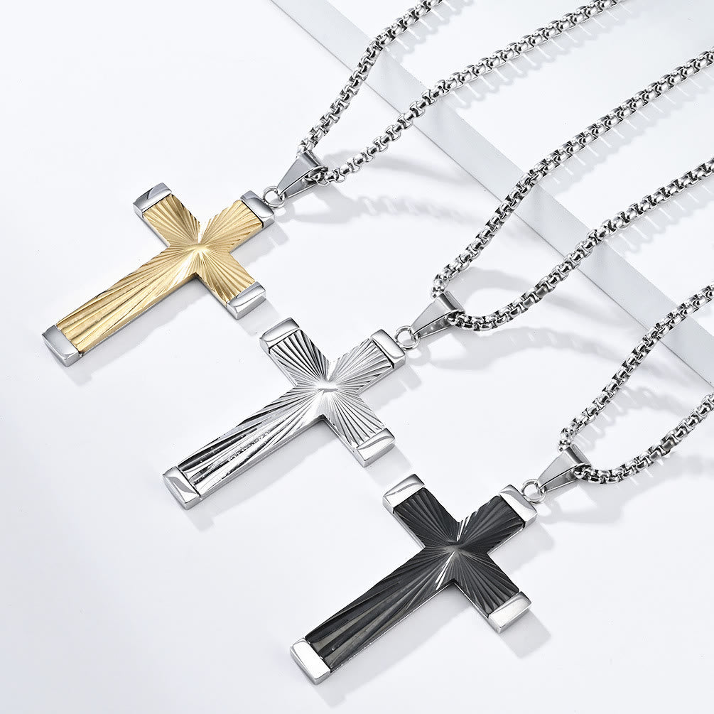 Christianartworkshop Three - Color Radiant Cross Pendant: A Fusion of Art and Belief - Silver - image 0