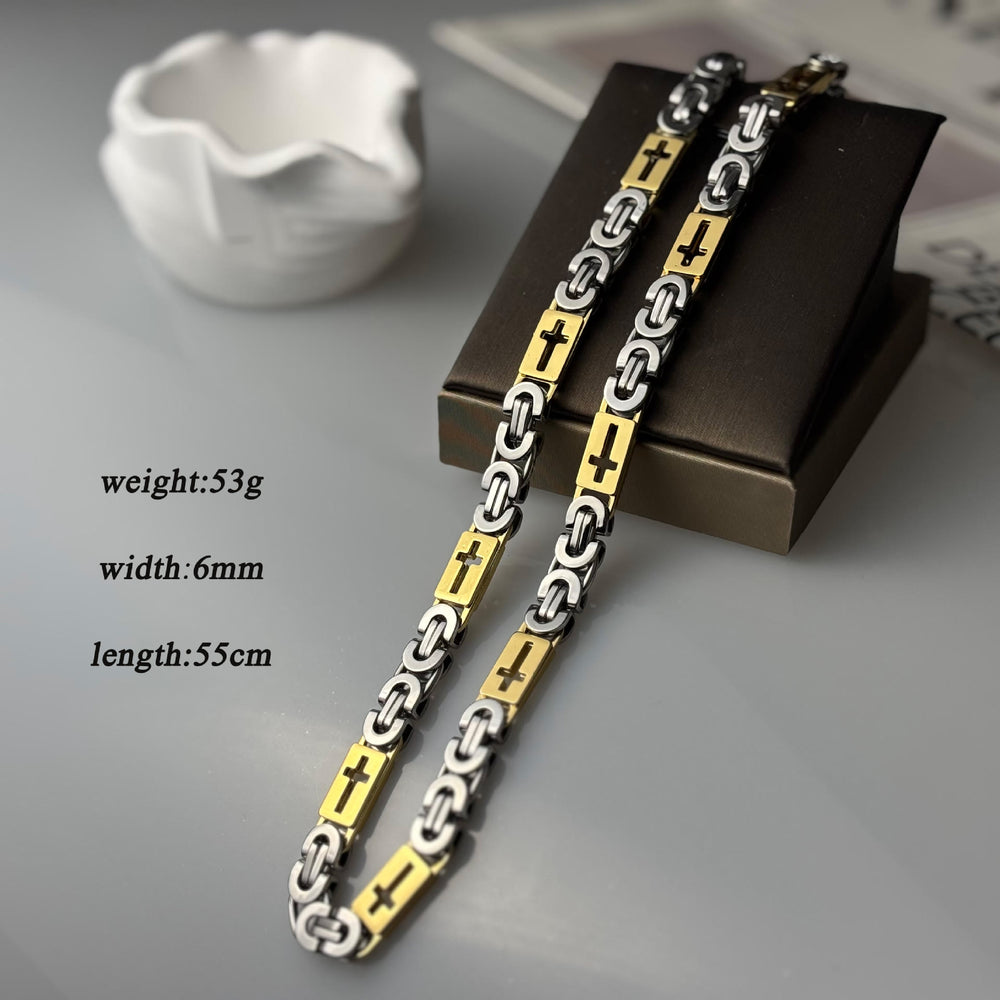 Christianartworkshop Tri - Color Cross - Embedded Chain Necklace & Bracelet: Bold Faith Statement - image 1