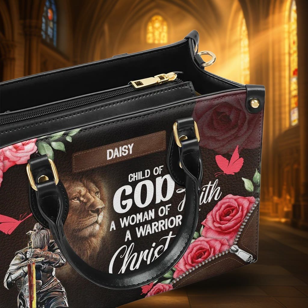 Christianartworkshop Lion of Judah Personalized Leather Handbag with Floral Warrior Motif - image 7