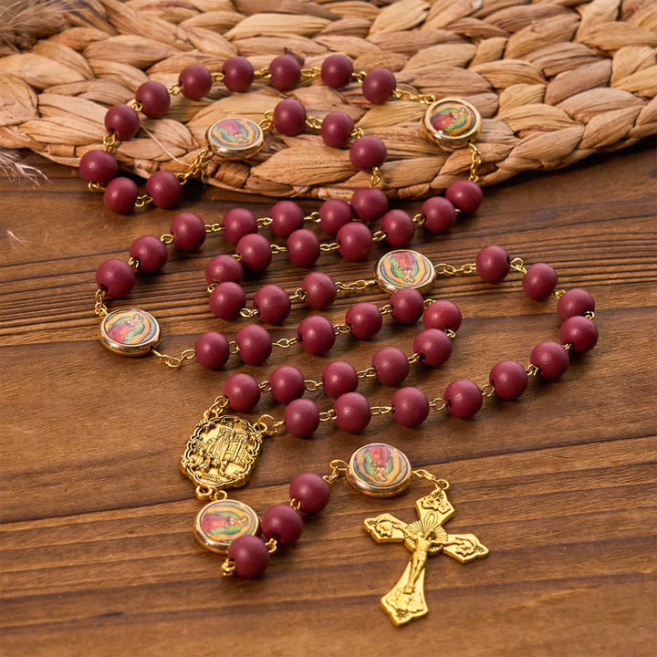 Christianartworkshop Our Lady of Guadalupe Bead Burgundy Elegance Rosary with Fatima Medal - Our Lady - image 0