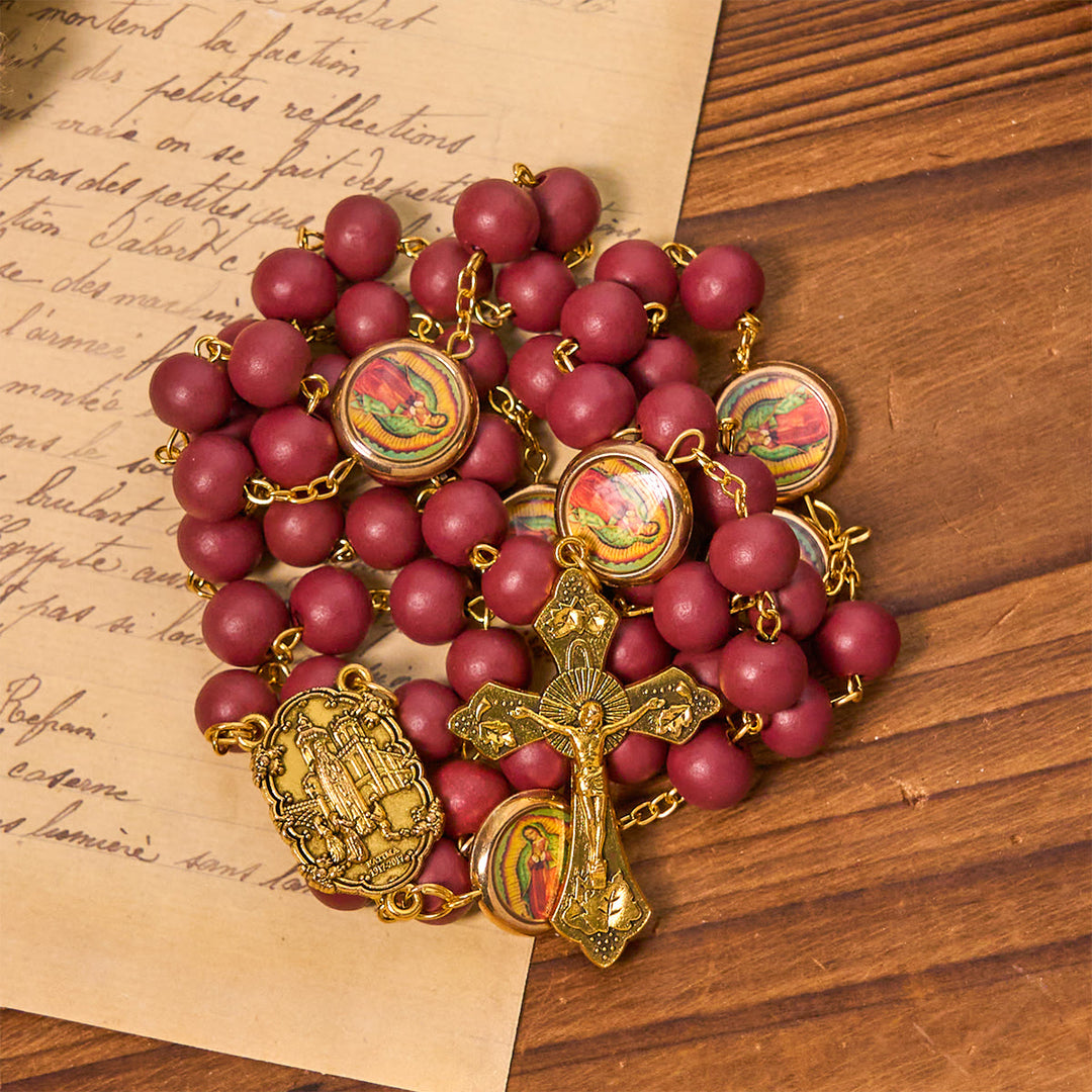 Christianartworkshop Our Lady of Guadalupe Bead Burgundy Elegance Rosary with Fatima Medal - image 4
