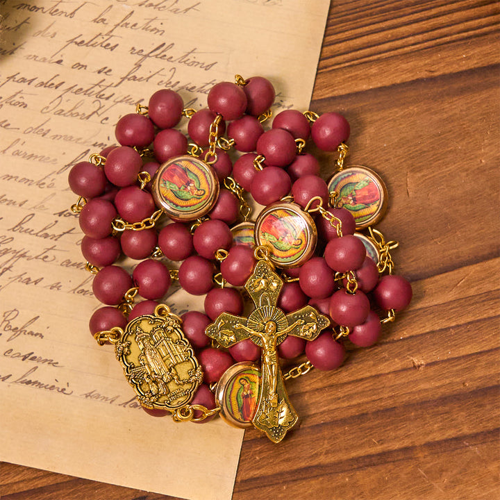 Christianartworkshop Our Lady of Guadalupe Bead Burgundy Elegance Rosary with Fatima Medal - image 4