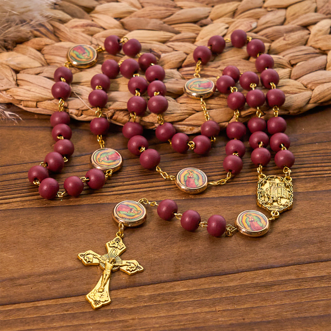 Christianartworkshop Our Lady of Guadalupe Bead Burgundy Elegance Rosary with Fatima Medal - image 5