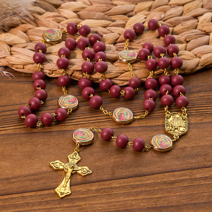 Christianartworkshop Our Lady of Guadalupe Bead Burgundy Elegance Rosary with Fatima Medal - image 5