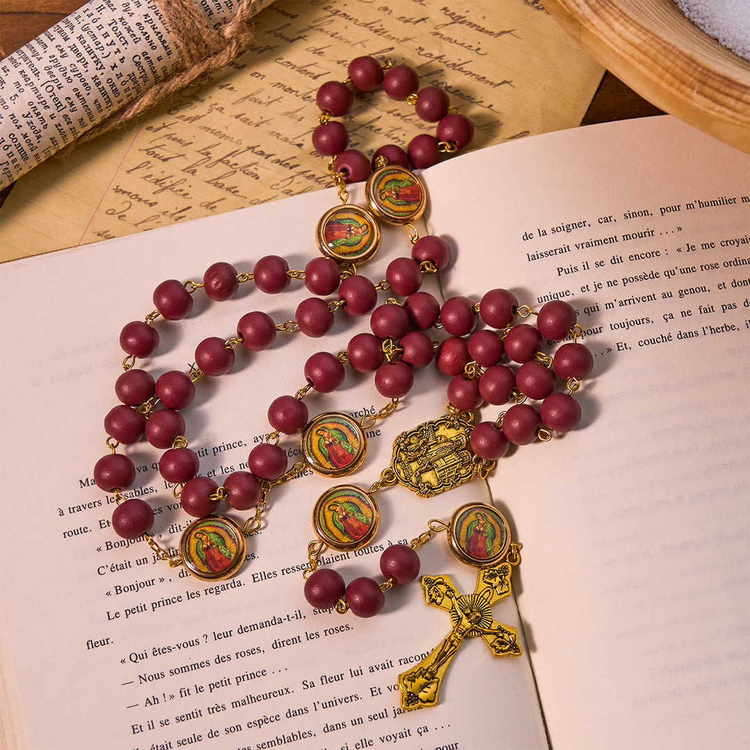 Christianartworkshop Our Lady of Guadalupe Bead Burgundy Elegance Rosary with Fatima Medal - image 3