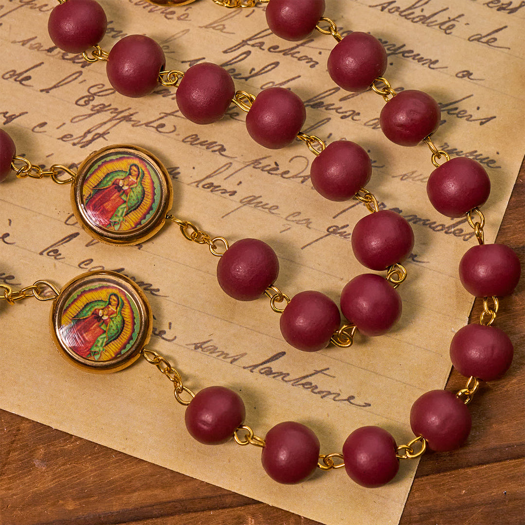 Christianartworkshop Our Lady of Guadalupe Bead Burgundy Elegance Rosary with Fatima Medal - image 6