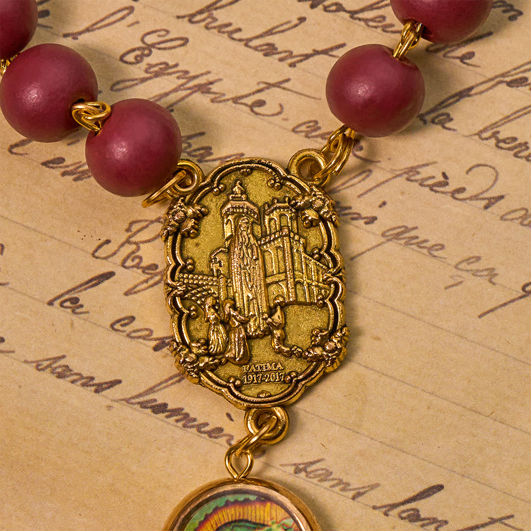 Christianartworkshop Our Lady of Guadalupe Bead Burgundy Elegance Rosary with Fatima Medal - image 7