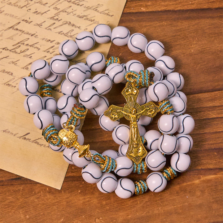 Christianartworkshop Sports - Centric Tennis Ball Beads Rosary with Crucifix & Holy Grail - image 5