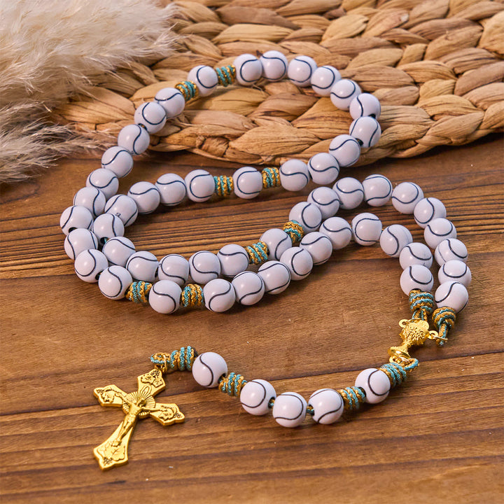 Christianartworkshop Sports - Centric Tennis Ball Beads Rosary with Crucifix & Holy Grail - image 3