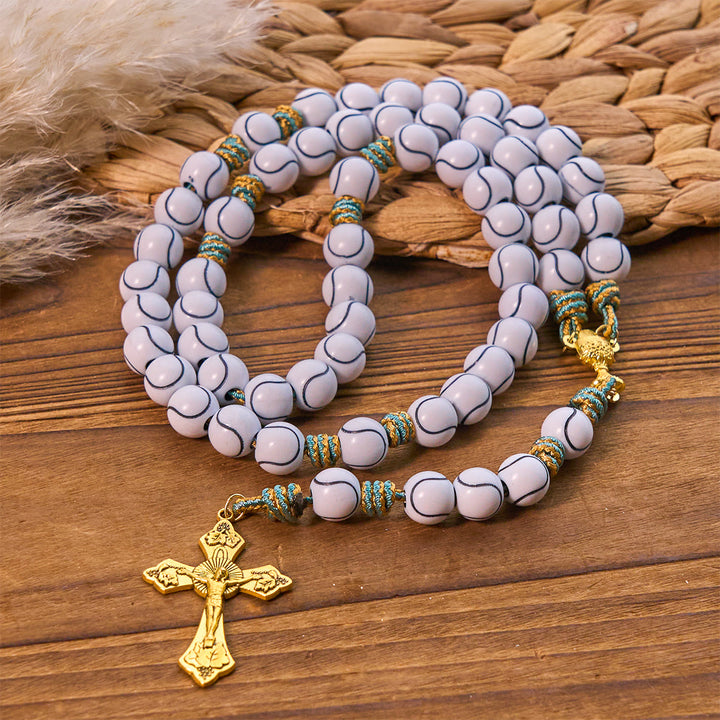 Christianartworkshop Sports - Centric Tennis Ball Beads Rosary with Crucifix & Holy Grail - image 4