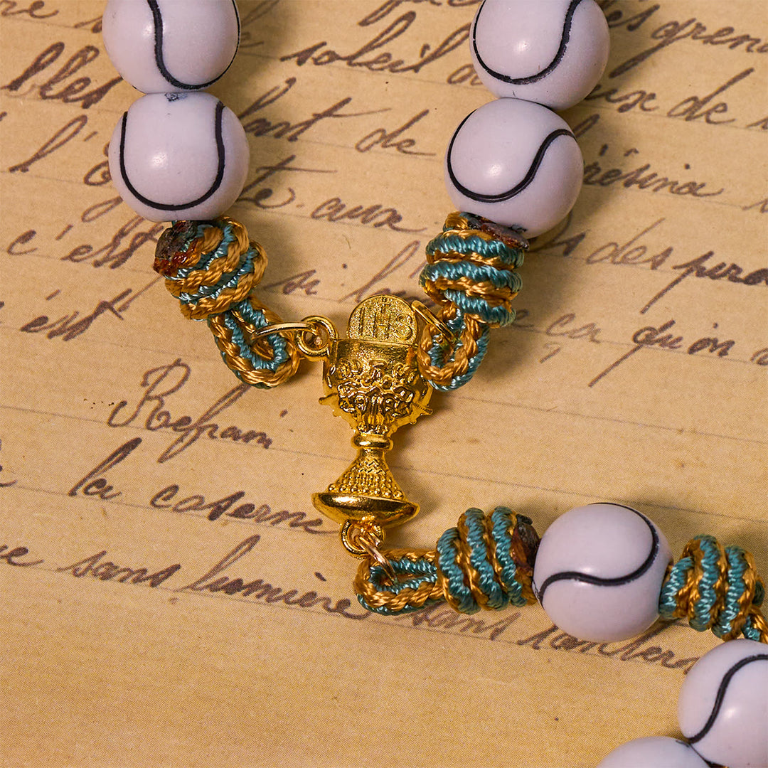 Christianartworkshop Sports - Centric Tennis Ball Beads Rosary with Crucifix & Holy Grail - image 7