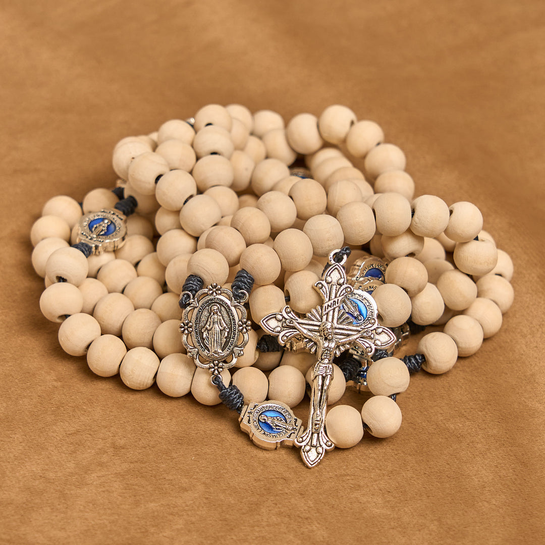 Christianartworkshop Traditional Ivory Bead Fifteen Decade Prayer Rosary with Miraculous Medal - image 7