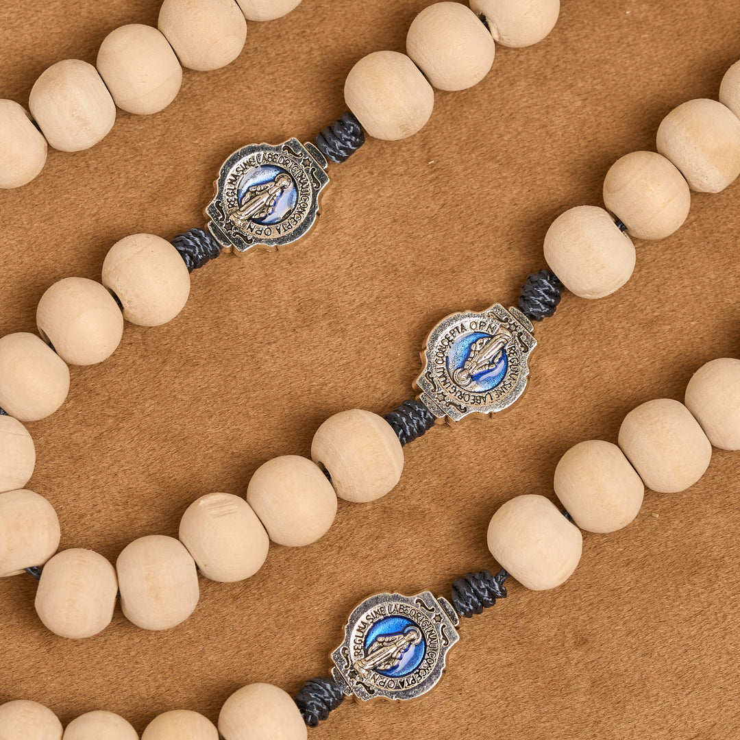Christianartworkshop Traditional Ivory Bead Fifteen Decade Prayer Rosary with Miraculous Medal - image 8
