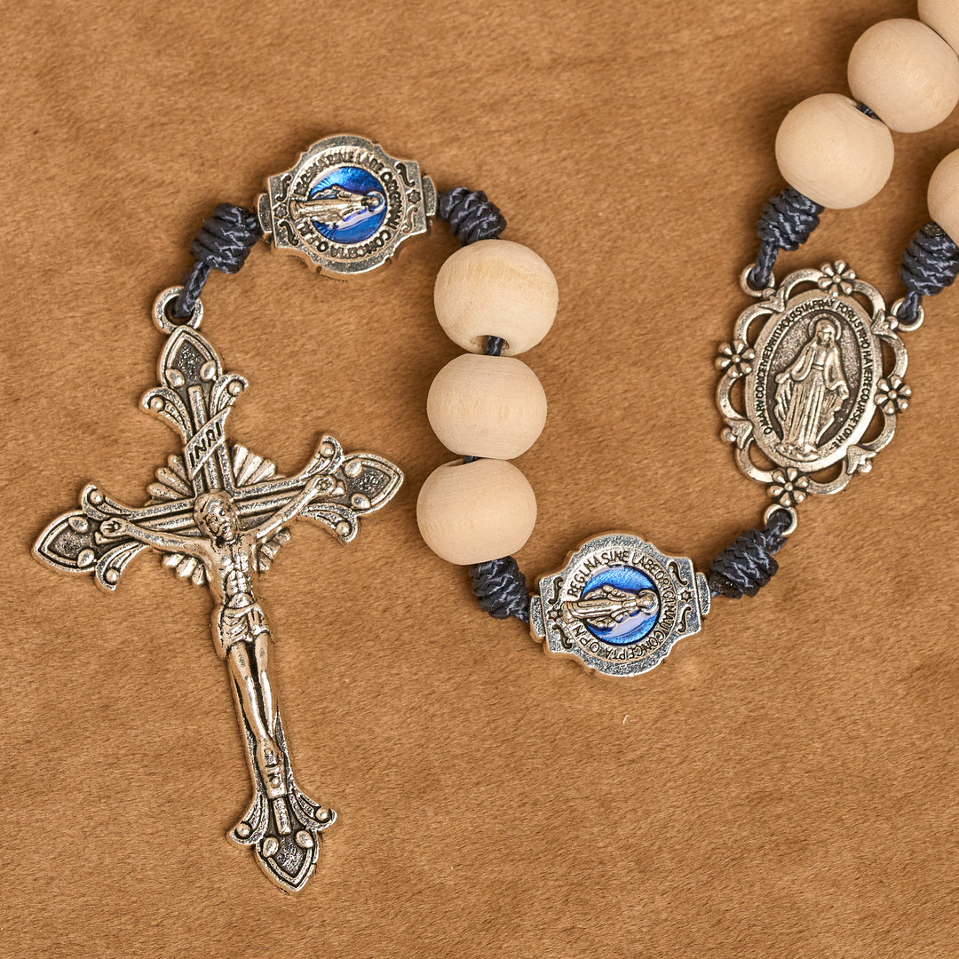 Christianartworkshop Traditional Ivory Bead Fifteen Decade Prayer Rosary with Miraculous Medal - image 9