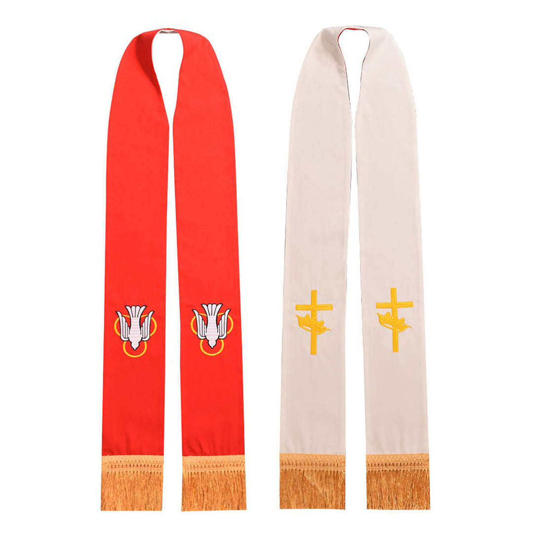 Christianartworkshop Traditional Red Clergy Stole with Holy Spirit Dove - Red - Standard Liturgical (270cm Total) - image 0
