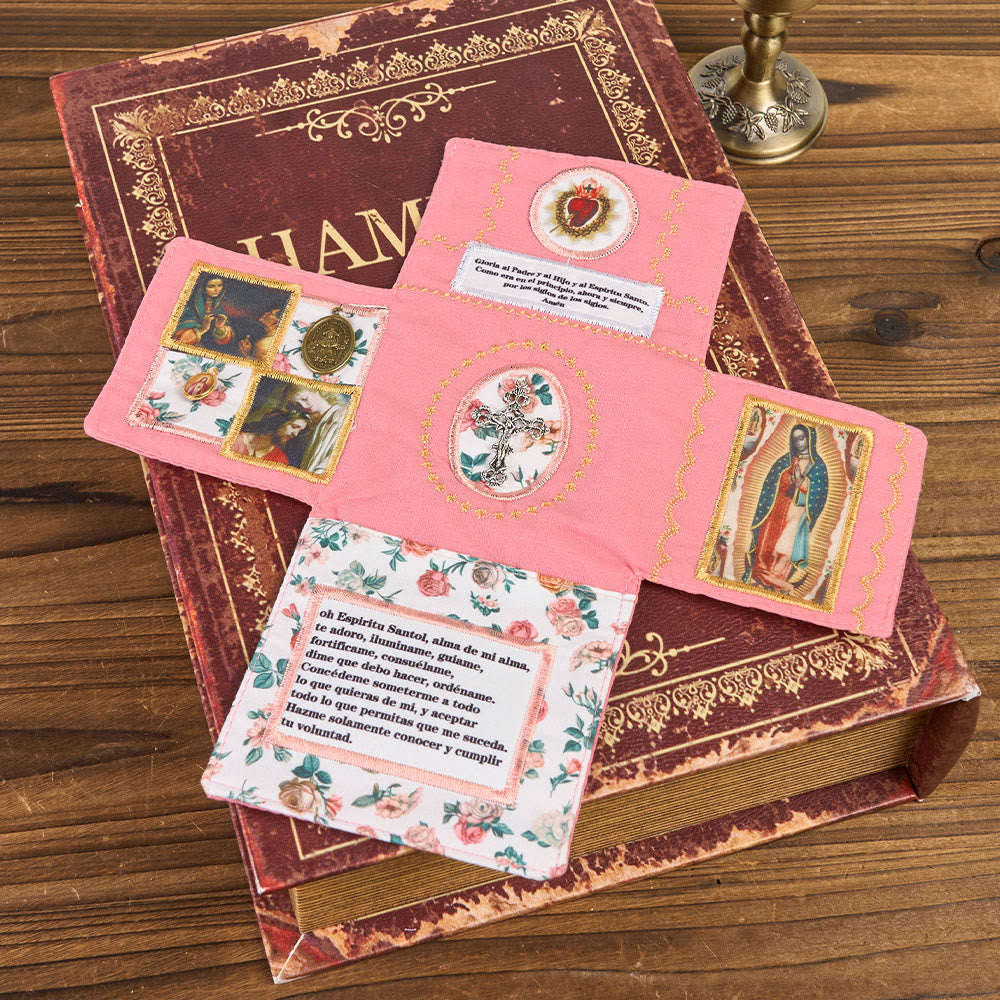 Christianartworkshop 4-Color Embroidered Fabric Pocket Shrine with Silver Cross Included Inside - image 9