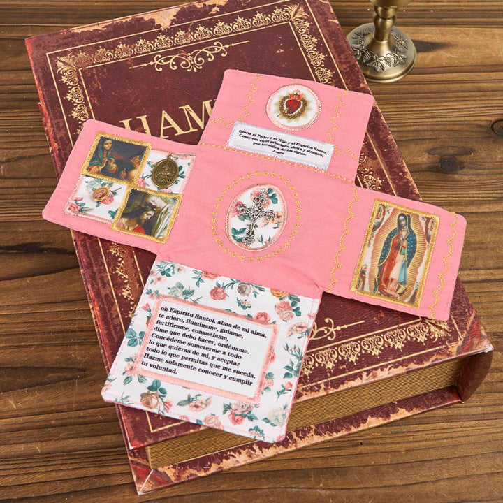 Christianartworkshop 4-Color Embroidered Fabric Pocket Shrine with Silver Cross Included Inside - image 9