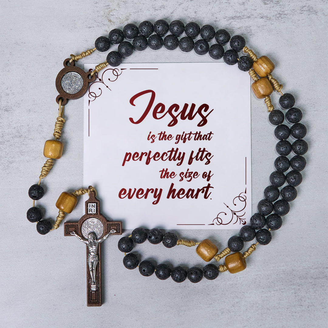 Christianartworkshop PRAYERFUL FAITH: Handmade Natural Durable Volcanic Stone Rosary with Gift Card - Jesus is the Gift - image 3