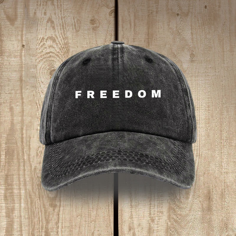 Christianartworkshop Multicolor Washed Cotton Hat with FREEDOM Print Lettering - Black - image 0
