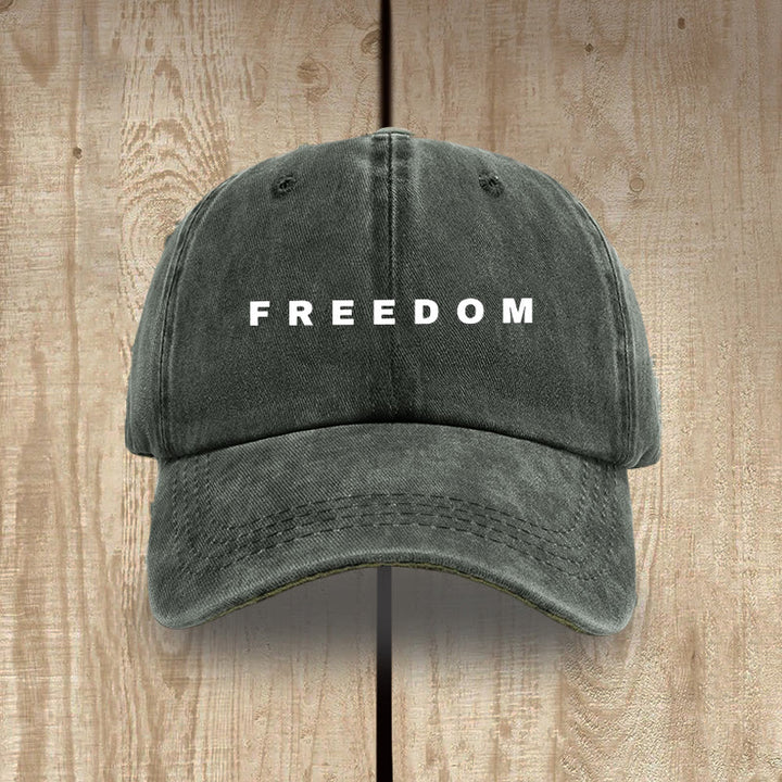 Christianartworkshop Multicolor Washed Cotton Hat with FREEDOM Print Lettering - Army Green - image 7
