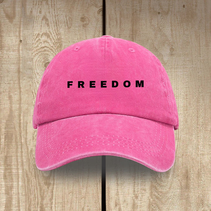 Christianartworkshop Multicolor Washed Cotton Hat with FREEDOM Print Lettering - Rose - image 13