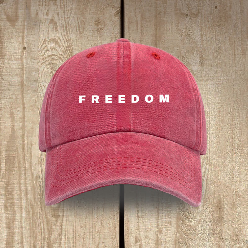 Christianartworkshop Multicolor Washed Cotton Hat with FREEDOM Print Lettering - Red - image 16