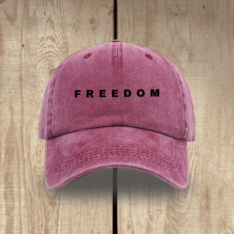 Christianartworkshop Multicolor Washed Cotton Hat with FREEDOM Print Lettering - Wine - image 14