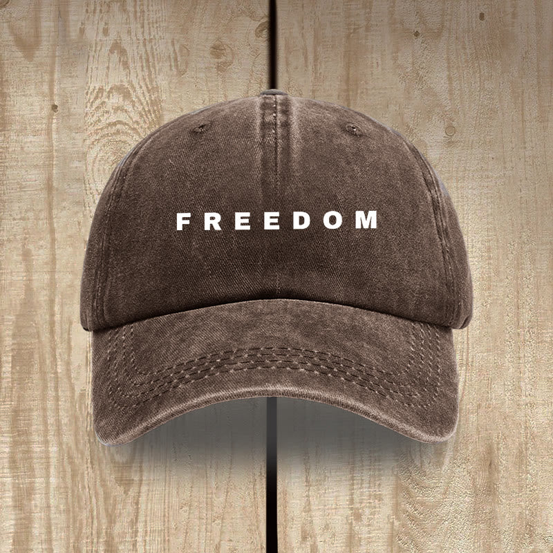Christianartworkshop Multicolor Washed Cotton Hat with FREEDOM Print Lettering - Coffee - image 11