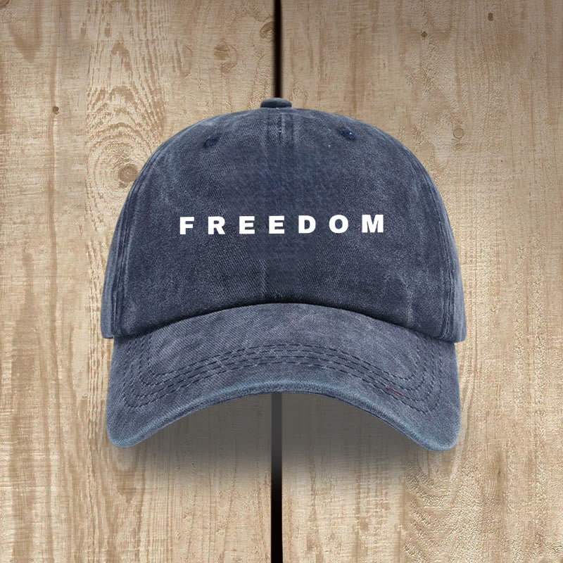 Christianartworkshop Multicolor Washed Cotton Hat with FREEDOM Print Lettering - Navy Blue - image 9