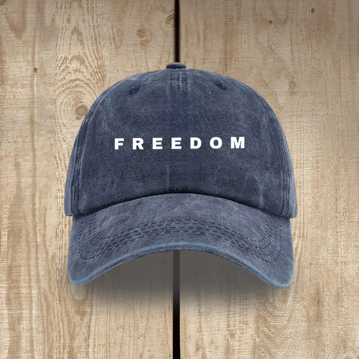 Christianartworkshop Multicolor Washed Cotton Hat with FREEDOM Print Lettering - Navy Blue - image 9