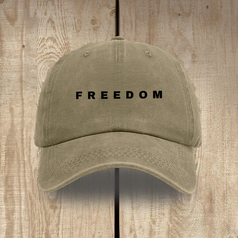 Christianartworkshop Multicolor Washed Cotton Hat with FREEDOM Print Lettering - Khaki - image 10