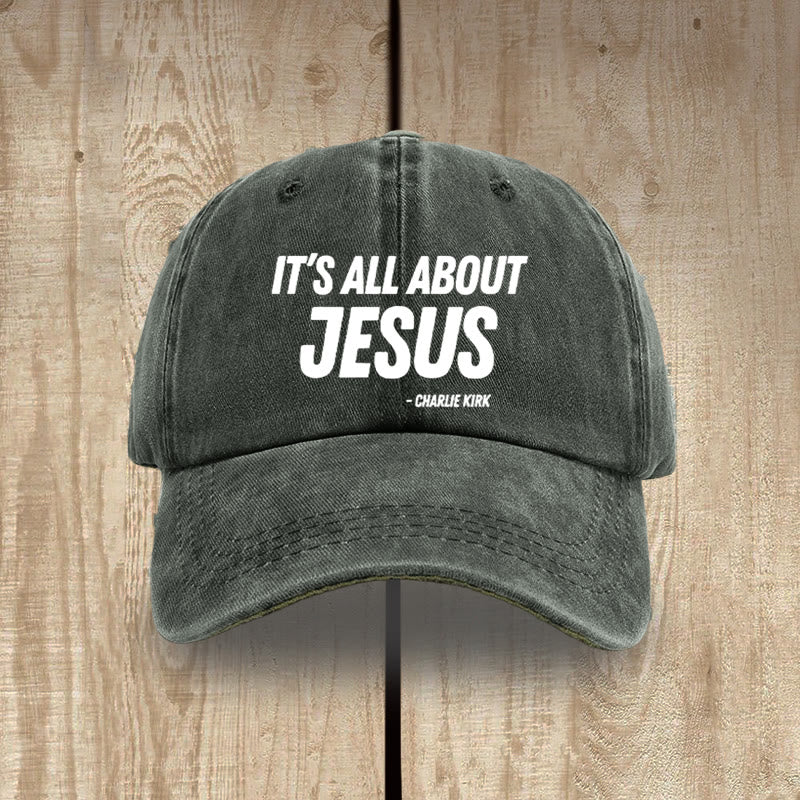 Christianartworkshop It's All About Jesus Inspired Patriotic Washed Hat - Army Green - image 9