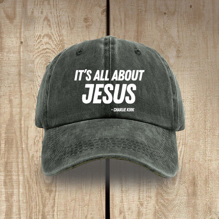 Christianartworkshop It's All About Jesus Inspired Patriotic Washed Hat - Army Green - image 9