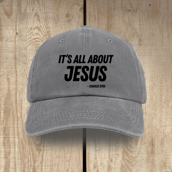 Christianartworkshop It's All About Jesus Inspired Patriotic Washed Hat - Grey - image 7
