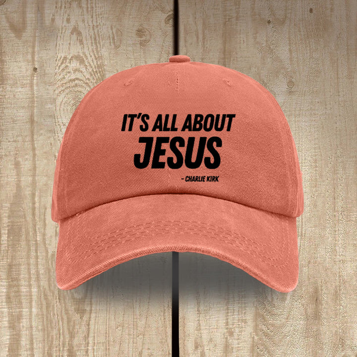 Christianartworkshop It's All About Jesus Inspired Patriotic Washed Hat - Orange - image 0