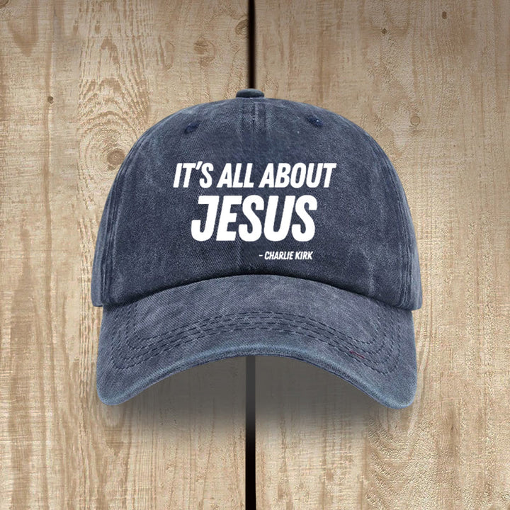 Christianartworkshop It's All About Jesus Inspired Patriotic Washed Hat - Navy Blue - image 13