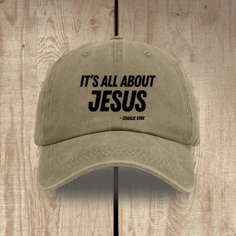Christianartworkshop It's All About Jesus Inspired Patriotic Washed Hat - Khaki - image 15