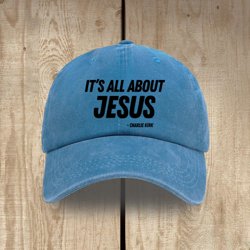 Christianartworkshop It's All About Jesus Inspired Patriotic Washed Hat - Royal Blue - image 11