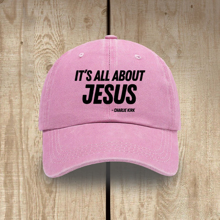 Christianartworkshop It's All About Jesus Inspired Patriotic Washed Hat - Pink - image 19