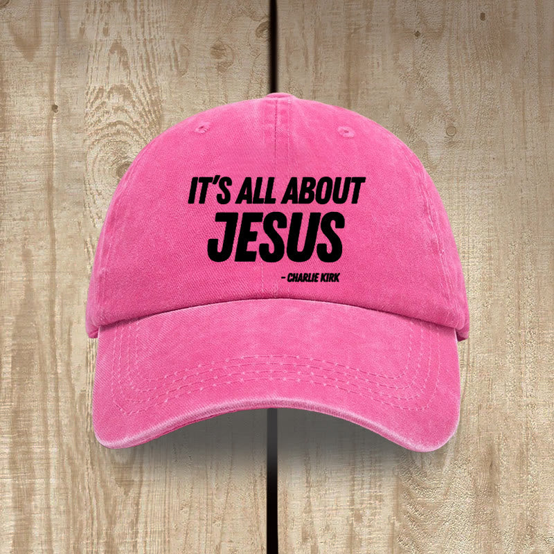 Christianartworkshop It's All About Jesus Inspired Patriotic Washed Hat - Rose - image 21