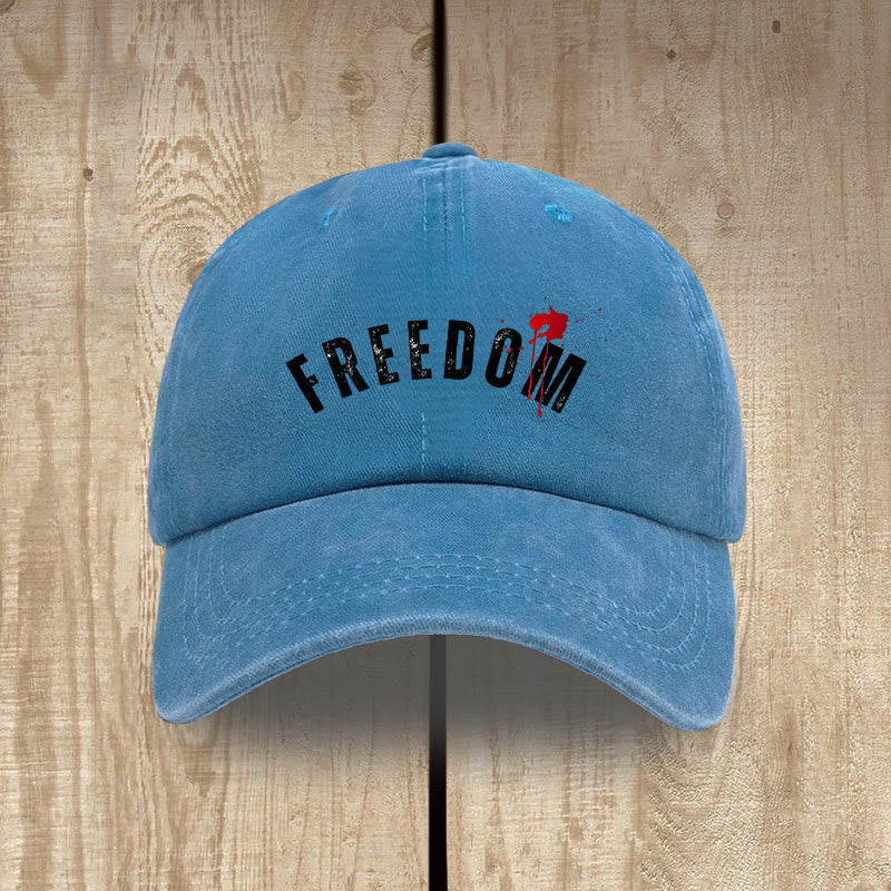 Christianartworkshop Vintage Washed Hat: Red Freedom Print Detail - Royal Blue - image 0