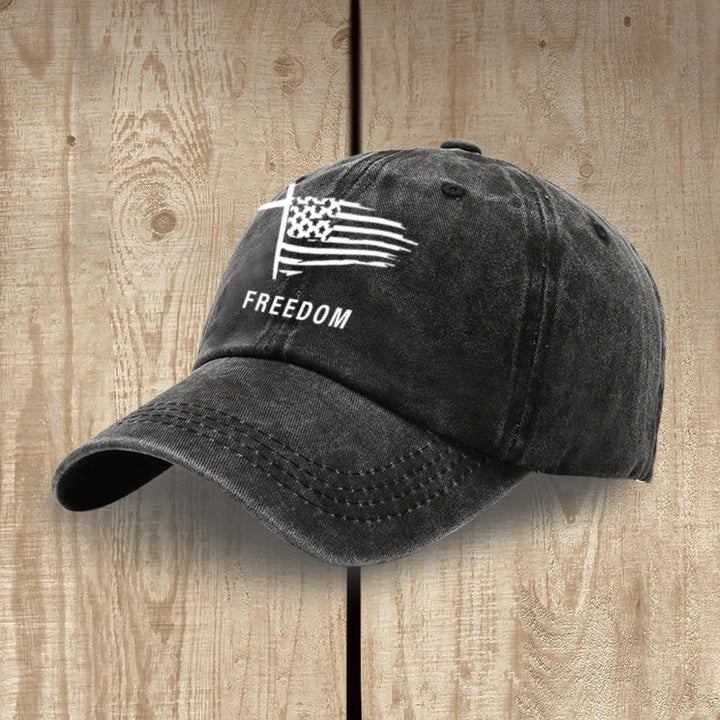 Christianartworkshop Adjustable Cross and FREEDOM Emblem Headwear Washed Hat - image 3