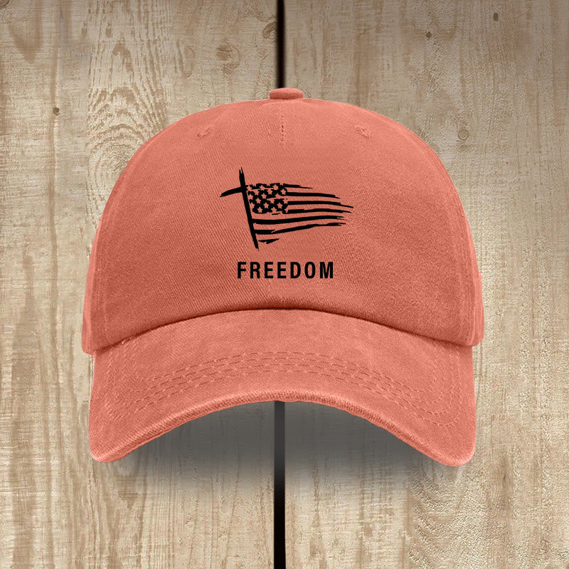 Christianartworkshop Adjustable Cross and FREEDOM Emblem Headwear Washed Hat - Orange - image 15