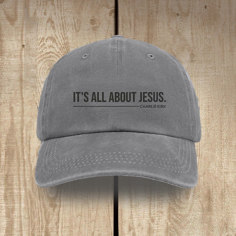 Christianartworkshop Everyday Washed Cotton Cap: It's All About Jesus - Grey - image 0
