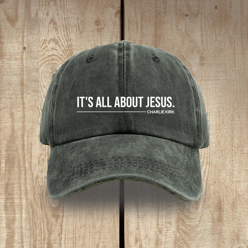 Christianartworkshop Everyday Washed Cotton Cap: It's All About Jesus - Army Green - image 7