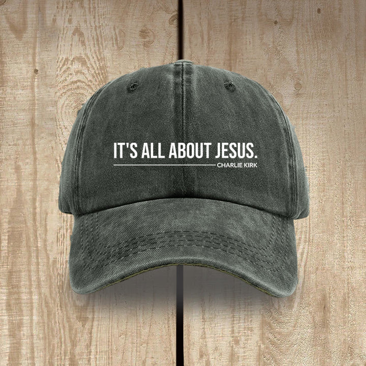 Christianartworkshop Everyday Washed Cotton Cap: It's All About Jesus - Army Green - image 7