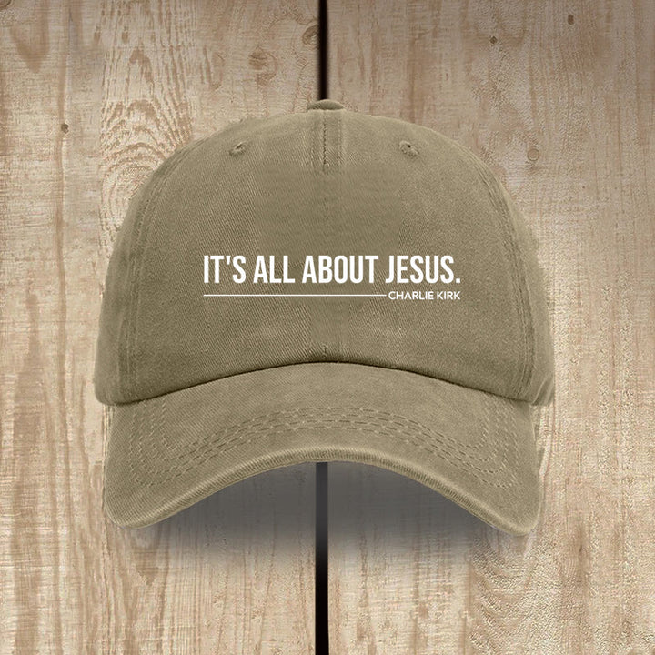 Christianartworkshop Everyday Washed Cotton Cap: It's All About Jesus - Khaki - image 10