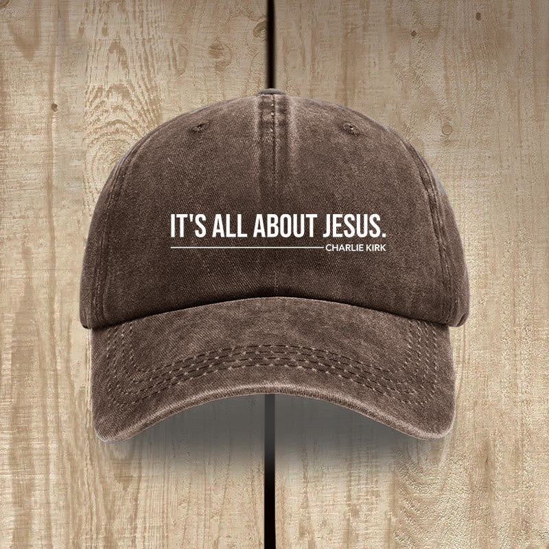 Christianartworkshop Everyday Washed Cotton Cap: It's All About Jesus - Coffee - image 11